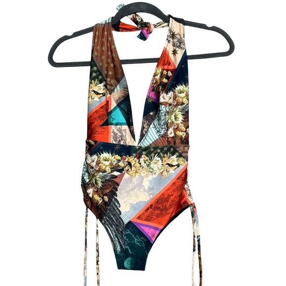 Chufy One Piece Swimsuit Size XS Printed Halter Made in Spain Stretchy Fabric - Picture 12 of 16